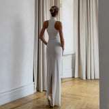 Spring And Summer New Women's High-Color High-Collar Temperament Sleeveless Body-Cuffed Dress Dress
