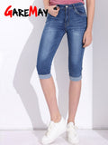 Women's Summer Jeans Stretch Knee Length High Waist Denim Shorts Capris Stretch Jeans for Women