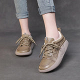 Layer Of Cowhers Casual Lace Handmade Women's Shoes Early Spring New Leather Flat-Solt Sports Wind Soft Sole Single Shoe