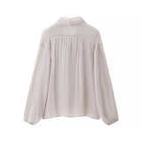 Women's Two-Piece Summer Thin Bow Tie With Long-Sleeved Cover Loose Shirt Folded Mini