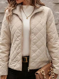 New Autumn And Winter Pure-Color Long-Sleeved Collared Quilt Elegant Loose Women's Warm Coat