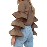 Design Feels White Lotus Leaf-Side Shirt 2025 Autumn And Winter New Casual