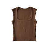 Zingj Trend Women's Knitted Jacket Generous Collar Solid Color Slim Short Style Small Vest High Waist Navel Sleeveless