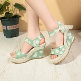 Hee Women's Sandals Fruit Pattern High Heel Sandals Women 2025 Spring And Summer New Word Fish Mouth Bow Women's