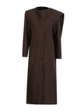 New Temperament Splicing Long Sleeve Single Row Buckle Long Loose Thin Senior Design Wind Coat Women's