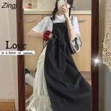 Women Summer Fashion Spaghetti Strap College Sweet Casual Japanese Style Streetwear Lace-up Female Soft High Waist