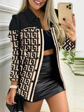 Spring And Autumn New Black Coat Long Sleeve Button Color Printing Clip Commuter Temperament Advanced Sensing Suit