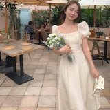 Backless Party Midi Dresses Women Solid Elegant Fashion One Piece Dress Korean Ladies 2022 Summer Casual Beach Fairy