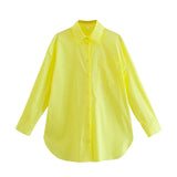 Women's Clothing 2025 Summer New Loose Cotton Pocket Dress Long-Sleeved Shirt Top