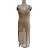 Beach Shirt Dress Fashion Knit V-Necked Bare Back Sling Dress Beach Sunscreen