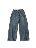 Design Streetwear Vintage High Waist Blue Jeans Women Korean Version of Loose And Floor-Length Fashion Pants 2023