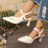 High-Heeled Sandals New Fashion Pointed Sandals Behind The Air Soft Leather Hollow Hollow High Heels