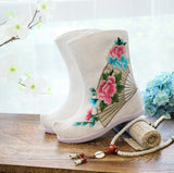 Zingj Boots Six Centimeters High Heel Ankle Boots Spring And Autumn Cloth Boots Women's Ankle Boots Embroidered Shoes Cloth Shoes Hanfu