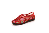 Zingj Shoes Flat Shoes Dance Shoes Summer Female Sandals Single Shoe Cloth Shoes Mesh Embroidered Hollow