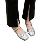 Bow Mary Jane Shoes Women 2025 Autumn New Korean Version Of The Square Head Down Buckle Single Shoes Commuter Flat