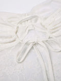 Lace See through Backless Tie Up Bandeau Top- Outfit