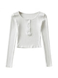 Button Up Long Sleeve Crop Top- Outfit