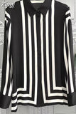 Turn Down Collar Fashion Striped Shirt Print Blouse Silk Shirt Women Tops Autumn 2023 New Silk Satin Blouse Clothes