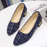 And South Korea Large-Size Cloth Low Heel Single Shoes Women's Light-Mouthed Tip Flat Bottoms To Spell Lazy Bean Shoes