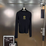High-End Blouse In Autumn 2025 New Temperament Collar Metal Decorative Long-Sleeved Knitted Shirt