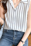 Women Shirts Summer Vest Womens Tops Chiffon Blouses for Women Sleeveless Fashion Clothes Woman Basic White Blouse