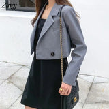 Women Cropped Simple Classic Spring Long Sleeve Elegant Office Lady High Street 13 Colors Fashion Popular Basic