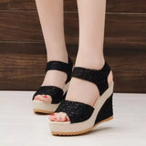 Long-Term Women's Sandals Flat Slope With Lace Fish Mouth Women Magic Sticky Buckle Buckle Pine Cake Thick Bottom