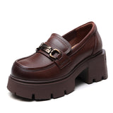 Cowhicked Retro English Wind And Happy Shoes Women's Autumn New Thick Bottom Single Shoes Thick Heeled High