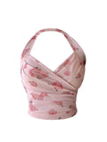 Women's Summer Cropped Tops Sexy Y2k Casual Chic Vintage Camisole Halter Neck Print Tank Top Vest Korean Clothes