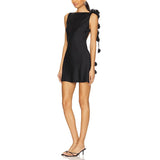 Fashion French Dress Women 2025 Summer New Elegant Wind Sleeveless Three-Dimensional Flowers Short A