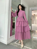 Chiffon Large Swing Thin A-Song Skirt French-Style Waist-To-Skin 100-Folded Dress New Lady Dress