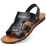 Zingj Summer Sandals Fashion Cowhide Beach Shoes Casual Fashion Plus Size Men's Shoes 46