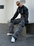 Zingj New 2024 Stylish High-Waist Straight Leg Loose Casual Denim Wide-Leg