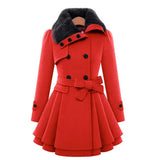 Women's Belt Repair Long Hair, Coat Skirt With Wool Double Buckle