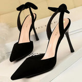 Shoes Bow-knot Women Sandals Suede Women Shoes Stiletto Heeled Sandals Summer High Heels Women Pumps Fashion