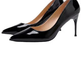 Women 2025 Summer New Pointed Nude Temperament Fine Heel Patent Black Light Single Shoes