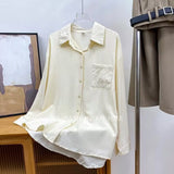 Loose Feeling Loose Lanky Long-Sleeved Shirt Women's Spring And Autumn Design Sense Of Small Casual Chic Outside Folding