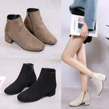 Boots Women's Boots Autumn Women's Style Korean Version Of The Fashion Style Coarse And Solid Color Round Head Casual Thin Short