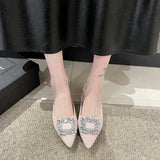 Half Slippers 2025 Spring And Summer Korean Version Of Fashion Comfortable New Pointed Drill Rough And Lazy Velvet Cool