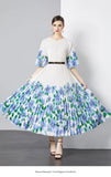 Exquisite Dress Women 2025 New Lazy Wind Collar Mid-Sleeves To Close The Waist Temperament 100-Fold Printing