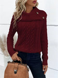 And Winter New Knitted Collar Button Design Shoulder Sleeve