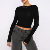 New Set-Up Bottom Shirt For Women Winter Solid Color Bottom Collar T-Shirt Sexy Hot Girl Slim Thin Long