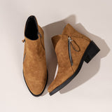 New Velvet Female Boots Martin Boots Coarse Heel Side Zipper With Leopard-Print Short