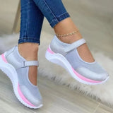 New Casual Single-Shoe Women's Thick Sole Flying Weave Breathable Magic Stick Casual Mesh Large Size Women's