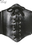 Gothic Dark Lace Up Crop Top Women Corset Belt Slim Cummerbunds PU Leather Top Harness Bustier Tops To Wear Out