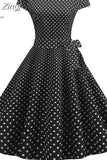 Black Polka Dot Summer Women Vestidos Robe Femme Vintage Pin Up 50s 60s Rockabilly Party