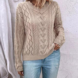 Women's Sweater Knitted Shirt Design Hollow V-Neck Long-Sleeved Hooded