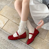 Inner High-Grade Version ~ Retro Full Star Rivet Ballet Single-Shoe Girl Spring And Autumn Buckle With Shallow Mary Treasure