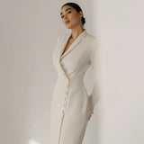 2025 New Women's Clothing Solid Color Long-Sleeved Button Coat Suit Dress