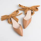 spring and summer new Korean version of Baotou pointed flat strap bow women's